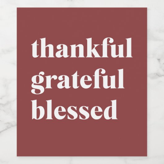 Thankful Grateful Blessed Wijn Etiket (Enkel label)