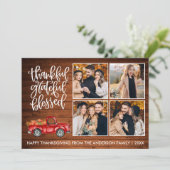 Thankful Grateful Blessed Wood Thanksgiving Truck Feestdagenkaart (Staand voorkant)