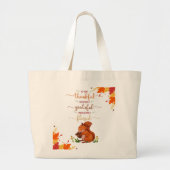Thankful Grateful Cute Squirrel Fall Theme Tote  Grote Tote Bag (Voorkant)