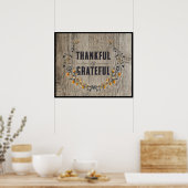 Thankful & Grateful Rustic Wood Poster (Keuken)