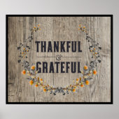 Thankful & Grateful Rustic Wood Poster (Voorkant)