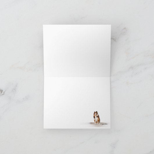 Thankful Grateful Sheltie Turkey Feathers Bedankkaart (Binnen)