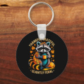 Thankful Grateful Slightly Feral Funny Raccoon Aut Sleutelhanger (Voorkant)