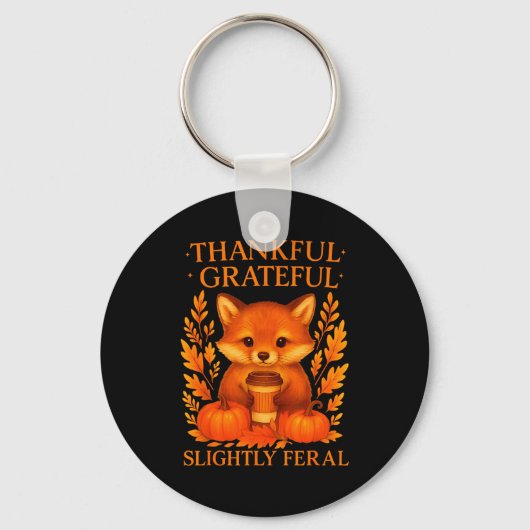 Thankful Grateful Slightly Feral Funny Raccoon Tha Sleutelhanger (Voorkant)