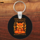 Thankful Grateful Slightly Feral Funny Raccoon Tha Sleutelhanger (Voorkant)