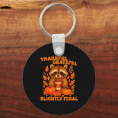 Thankful Grateful Slightly Feral Funny Raccoon Tha Sleutelhanger (Voorkant)