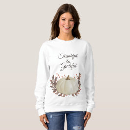 Thankful & Grateful White Pumpkin Brown Leaves Trui