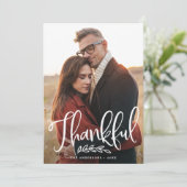 Thankful Harvest Script Photo Thanksgiving Feestdagenkaart (Staand voorkant)