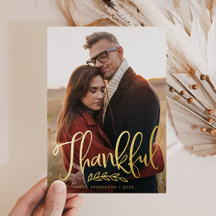 Thankful Harvest Script Photo Thanksgiving Folie Feestdagenkaart