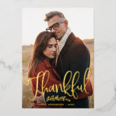 Thankful Harvest Script Photo Thanksgiving Folie Feestdagenkaart (Voorkant)