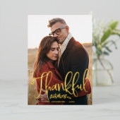 Thankful Harvest Script Photo Thanksgiving Folie Feestdagenkaart (Staand Voorkant)
