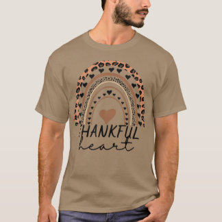 Thankful Heart Boho Leopard Rainbow Autumn Herfst T-shirt