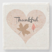 Thankful Heart en Leaf, landdoorlatend Stenen Onderzetter (Voorkant)