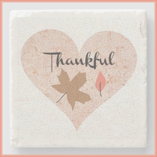 Thankful Heart en Leaf, landdoorlatend Stenen Onderzetter