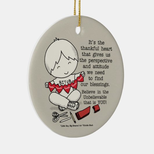 Thankful Hearts Keramisch Ornament (Rechts)