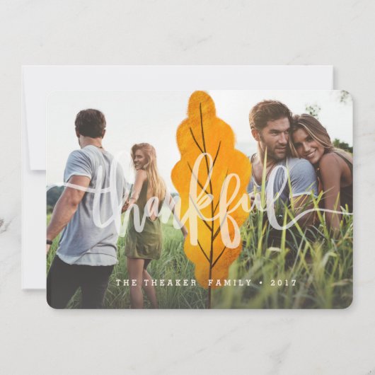 THANKFUL HERFST LEAF (MULTI FOTO) BEDANKKAART (Voorkant)