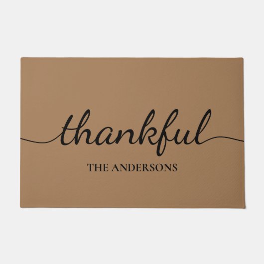 Thankful Herfst Modern Elegant Calligraphy Deurmat (Voorkant)