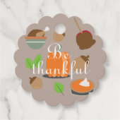 Thankful Herfst Pumpkin Pie Turkey Dinner Tredes Bedankjes Labels (Voorkant)