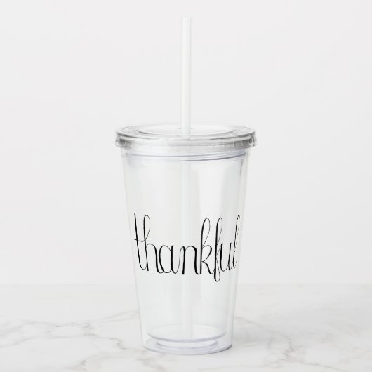 Thankful Insulated Tumbler Acryl Drinkbeker (Voorkant)