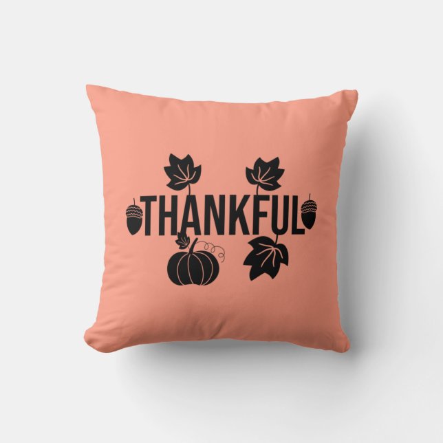Thankful, Leaves en Pumpkin Kussen (Voorkant)