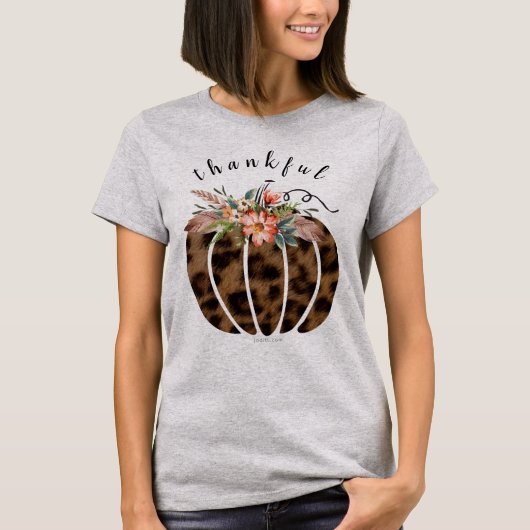Thankful Leopard Herfst Pumpkin Thanksgiving Shirt (Voorkant)