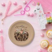Thankful Leopard Print Pumpkin Boho Herfst herfst Papieren Bordje (Feest)