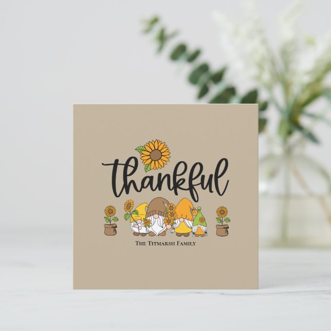Thankful Little sunflower gnome familie (Staand voorkant)