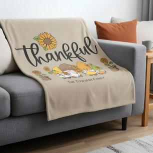 Thankful Little sunflower gnome familie Fleece Deken