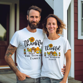 Thankful Little sunflower gnome familie T-shirt