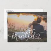 Thankful Lovely Script | Weddenschap Bedankt Foto Briefkaart (Voorkant / Achterkant)