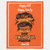 Thankful Mama herfst past Tekst en Kleur aan Fleece Deken (Voorkant)