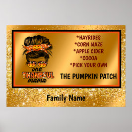 Thankful Mama herfst past Tekst en Kleur aan Poster