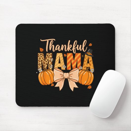 Thankful Mama Pumpkin Fall Coquette Bow Thanksgivi Muismat (Met muis)