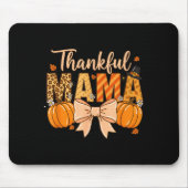 Thankful Mama Pumpkin Fall Coquette Bow Thanksgivi Muismat (Voorkant)