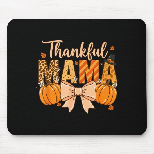 Thankful Mama Pumpkin Fall Coquette Bow Thanksgivi Muismat (Voorkant)