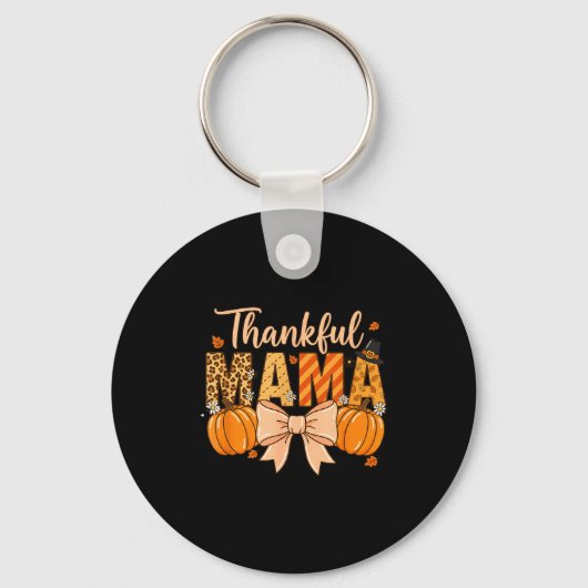 Thankful Mama Pumpkin Fall Coquette Bow Thanksgivi Sleutelhanger (Voorkant)