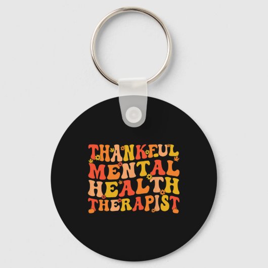 Thankful Mental Health Therapist Thanksgiving Sleutelhanger (Voorkant)