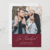 Thankful Merlot 2 Foto Thanksgiving Feestdagenkaart (Voorkant)