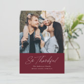 Thankful Merlot 2 Foto Thanksgiving Feestdagenkaart (Staand voorkant)