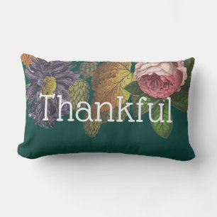 Thankful Modern  Flowers op Emerald Green Kussen