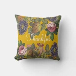 Thankful Modern Flowers op Mustard Yellow Kussen