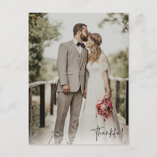 Thankful Modern Photo Wedding Briefkaart (Voorkant)