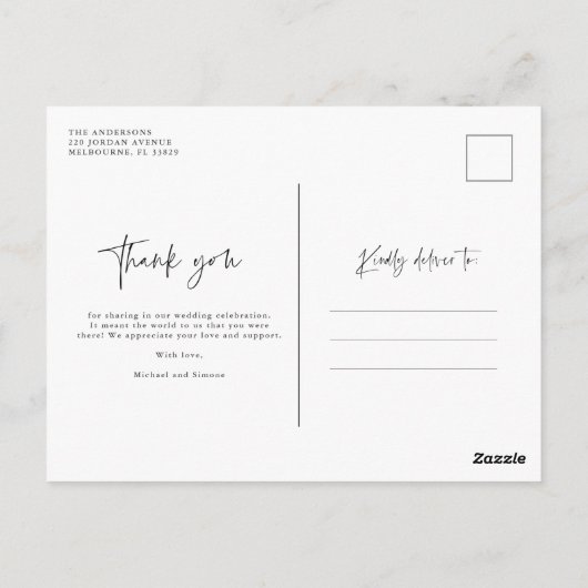 Thankful Modern Vertical Photo Wedding Briefkaart (Achterkant)