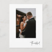 Thankful Modern Vertical Photo Wedding Briefkaart (Voorkant)