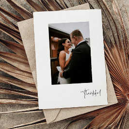 Thankful Modern Vertical Photo Wedding Briefkaart