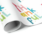 THANKFUL moderne heldere kleurrijke typografie Cadeaupapier (Rol Hoek)