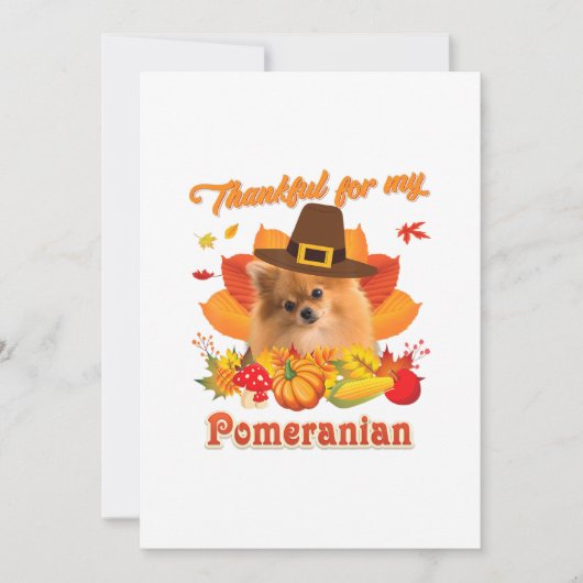 Thankful My Pomeranian Dog Thanksgiving Im Pumpki Feestdagenkaart (Voorkant)