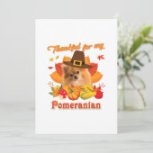 Thankful My Pomeranian Dog Thanksgiving Im Pumpki Feestdagenkaart (Staand voorkant)