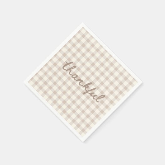 Thankful Neutral Tan Gingham  Servet (Hoek)