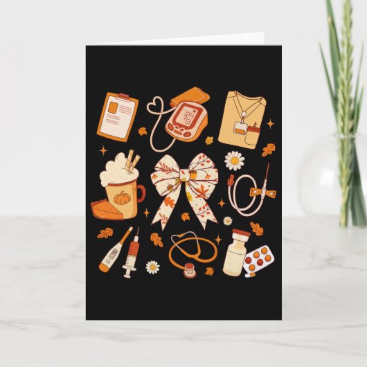 Thankful Nurse Fall Stethoscope Coquette Bow Thank Kaart (Voorkant)